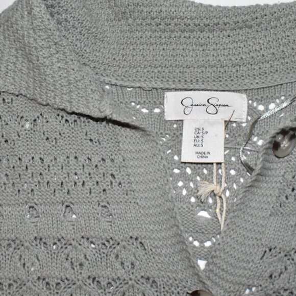 Jessica Simpson Short Sleeve Button Down Cropped Cardigan Sweater Top Size S - Picture 3 of 8